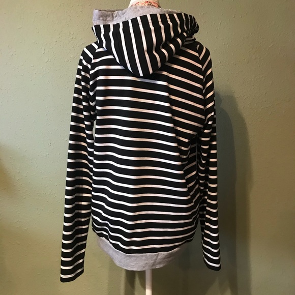 Black and White Striped Hoodie - Picture 2 of 3